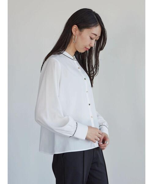 ELENCARE DUE(エレンカーレデュエ)の「・ELENCARE DUE パイピングブラウス*(シャツ/ブラウス・レディース・ブラック/ベージュ/オフホワイト/オレンジ・FREE)」の10枚目の写真