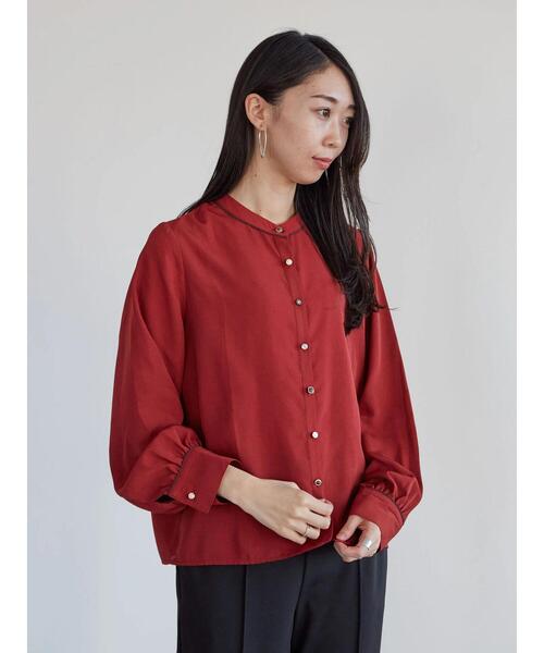 ELENCARE DUE(エレンカーレデュエ)の「・ELENCARE DUE パイピングブラウス*(シャツ/ブラウス・レディース・ブラック/ベージュ/オフホワイト/オレンジ・FREE)」の1枚目の写真