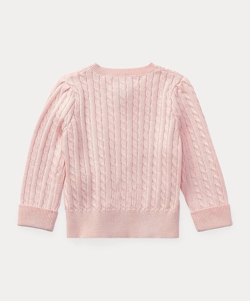POLO RALPH LAUREN CHILDRENSWEAR（ポロ ラルフ ローレン チルドレンズウェア）の「ケーブルニット コットン カーディガン（カーディガン/ボレロ・キッズ・ピンク・12M/18M/24M）」の4枚目の写真