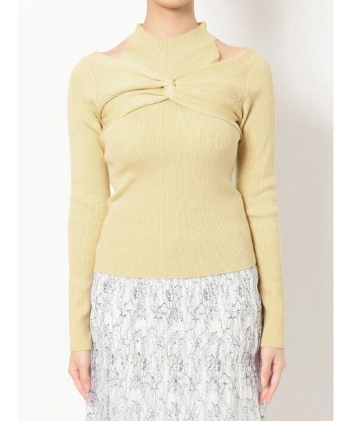 MERCURYDUO（マーキュリーデュオ）の「2WAYレイヤード風ツイストリブニット（ニット/セーター・レディース・ブラック/オフホワイト/イエロー・FREE）」の11枚目の写真