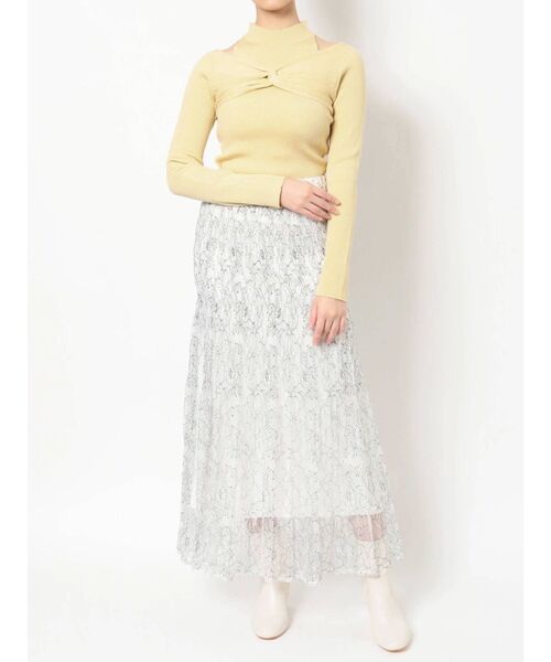 MERCURYDUO（マーキュリーデュオ）の「2WAYレイヤード風ツイストリブニット（ニット/セーター・レディース・ブラック/オフホワイト/イエロー・FREE）」の7枚目の写真