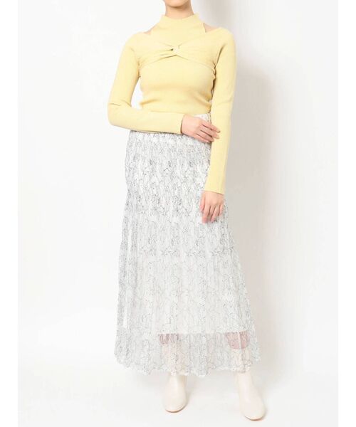 MERCURYDUO（マーキュリーデュオ）の「2WAYレイヤード風ツイストリブニット（ニット/セーター・レディース・ブラック/オフホワイト/イエロー・FREE）」の21枚目の写真