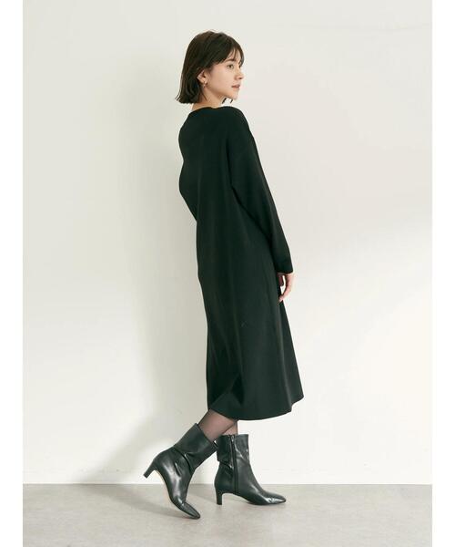 YECCA VECCA（イェッカヴェッカ）の「・2col.釦スリットニットワンピース（ワンピース・レディース・ブラック/ダークベージュ/ブルー・FREE）」の14枚目の写真