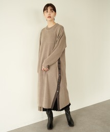 YECCA VECCA | ・2col.釦スリットニットワンピース(ワンピース)