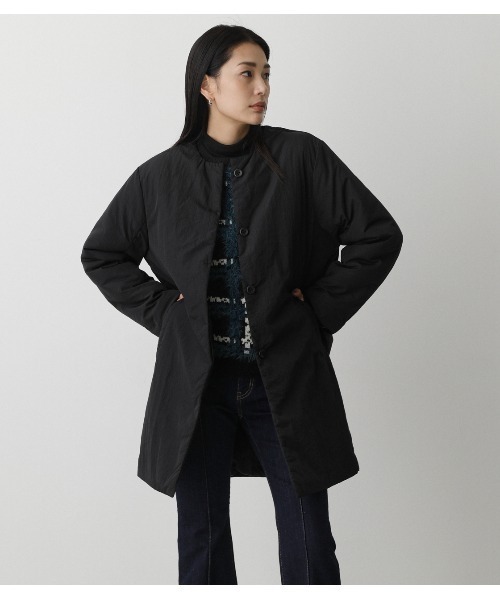 AZUL by moussy（アズールバイマウジー）の「STITCHLESS PADDED COAT/ストレッチパディッドコート（その他アウター・レディース・ライトベージュ/ブラック・SMALL/MEDIUM）」の7枚目の写真
