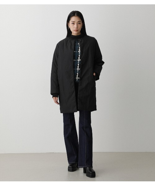 AZUL by moussy（アズールバイマウジー）の「STITCHLESS PADDED COAT/ストレッチパディッドコート（その他アウター・レディース・ライトベージュ/ブラック・SMALL/MEDIUM）」の8枚目の写真