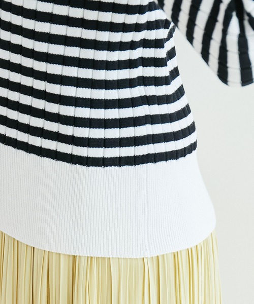 ROPE' PICNIC（ロペピクニック）の「オーガニックコットン肩釦ボーダーニットプルオーバー（ニット/セーター・レディース・ブラック系その他/ベージュ系その他2/グリーン系その他/イエロー系その他・38）」の7枚目の写真