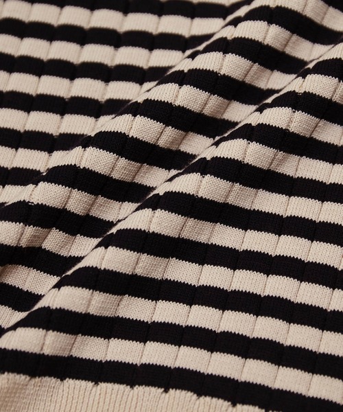 ROPE' PICNIC（ロペピクニック）の「オーガニックコットン肩釦ボーダーニットプルオーバー（ニット/セーター・レディース・ブラック系その他/ベージュ系その他2/グリーン系その他/イエロー系その他・38）」の10枚目の写真