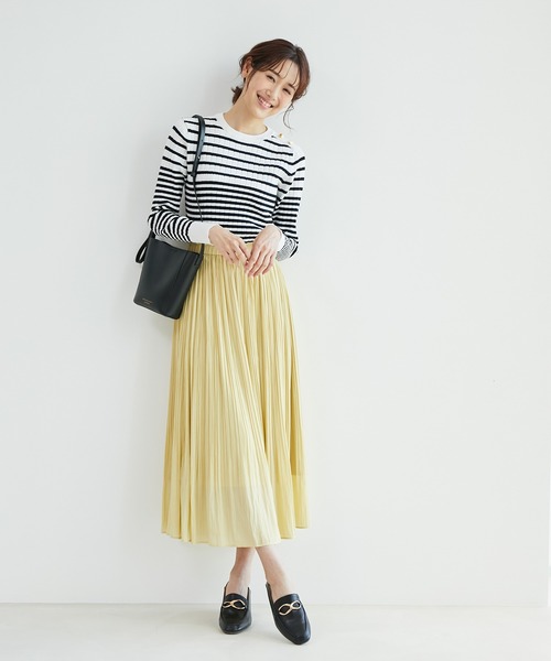 ROPE' PICNIC（ロペピクニック）の「オーガニックコットン肩釦ボーダーニットプルオーバー（ニット/セーター・レディース・ブラック系その他/ベージュ系その他2/グリーン系その他/イエロー系その他・38）」の15枚目の写真