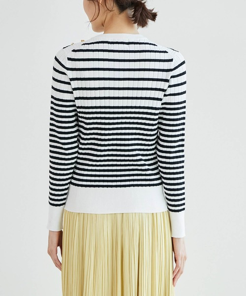 ROPE' PICNIC（ロペピクニック）の「オーガニックコットン肩釦ボーダーニットプルオーバー（ニット/セーター・レディース・ブラック系その他/ベージュ系その他2/グリーン系その他/イエロー系その他・38）」の17枚目の写真