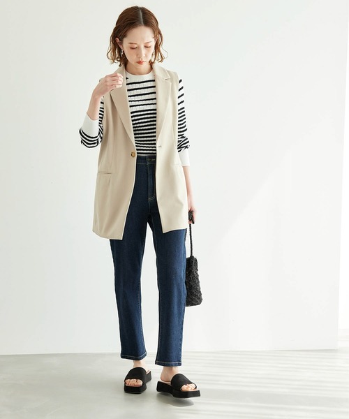 ROPE' PICNIC（ロペピクニック）の「オーガニックコットン肩釦ボーダーニットプルオーバー（ニット/セーター・レディース・ブラック系その他/ベージュ系その他2/グリーン系その他/イエロー系その他・38）」の19枚目の写真