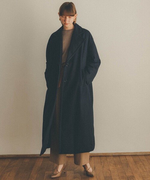 CLANE(クラネ)の「【CLANE/クラネ】ウールダウンロングコート 11101-0052(ダウンジャケット/コート・レディース・ベージュ/ネイビー・1)」の2枚目の写真