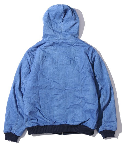 HUF（ハフ）の「HUF/ハフ COLTON HOODED ZIP JACKET デニムボアジャケット エンボスロゴ シェルパジャケット（デニムジャケット・メンズ・インディゴブルー・M/L/XL）」の7枚目の写真