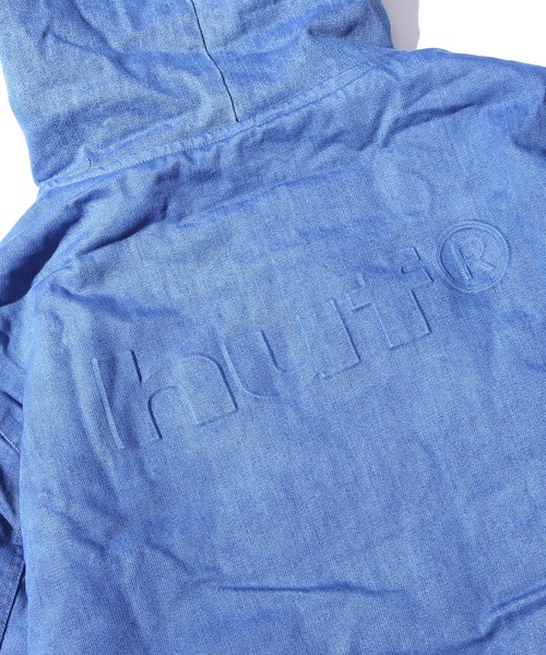 HUF（ハフ）の「HUF/ハフ COLTON HOODED ZIP JACKET デニムボアジャケット エンボスロゴ シェルパジャケット（デニムジャケット・メンズ・インディゴブルー・M/L/XL）」の3枚目の写真