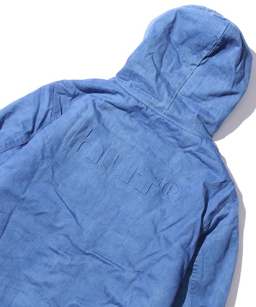 HUF（ハフ）の「HUF/ハフ COLTON HOODED ZIP JACKET デニムボアジャケット エンボスロゴ シェルパジャケット（デニムジャケット・メンズ・インディゴブルー・M/L/XL）」の8枚目の写真