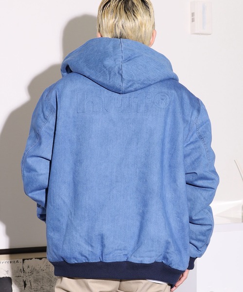 HUF（ハフ）の「HUF/ハフ COLTON HOODED ZIP JACKET デニムボアジャケット エンボスロゴ シェルパジャケット（デニムジャケット・メンズ・インディゴブルー・M/L/XL）」の20枚目の写真