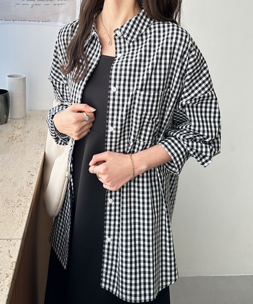 GeeRA(ジーラ)の「【9色/5サイズ展開】オーバーサイズベーシックルーズシャツ(シャツ/ブラウス・レディース・ベージュ/グリーン/ブルー/パープル/ピンク/ブラック/チェック/ホワイト系その他/ブルー系その他/ピンク系その他/ブラック系その他・XX-LARGE/LARGE/SMALL/MEDIUM/X-LARGE)」の13枚目の写真