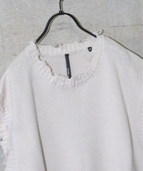 JOHN'S CLOSET(ジョンズクローゼット)の「【i】7Gバルキーダメージニットベスト(ベスト・メンズ・サックスブルー/アイボリー/チャコールグレー/グリーン・MEDIUM/LARGE/X-LARGE)」の5枚目の写真