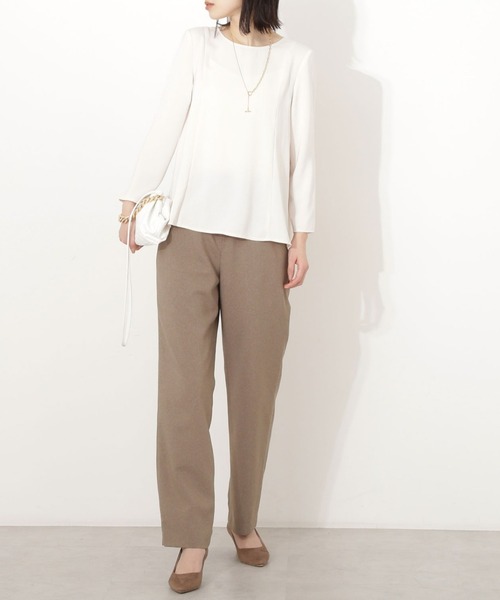 NATURAL BEAUTY BASIC（ナチュラルビューティーベーシック）の「パネルフレアブラウス（シャツ/ブラウス・レディース・ピンク/アイボリー/ブラック・マルチサイズ）」の10枚目の写真