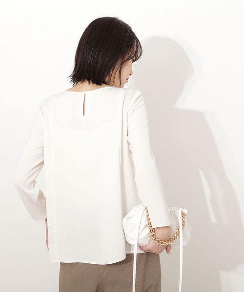 NATURAL BEAUTY BASIC（ナチュラルビューティーベーシック）の「パネルフレアブラウス（シャツ/ブラウス・レディース・ピンク/アイボリー/ブラック・マルチサイズ）」の8枚目の写真