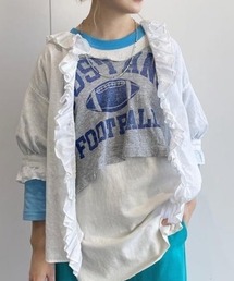 BEAMS BOY | BEAMS BOY / コットンリネン フリル ギャザー ショートスリーブ(シャツ/ブラウス)