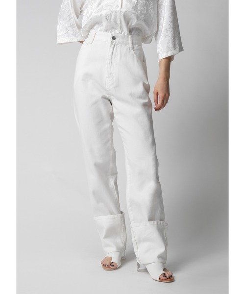 Adoon plain（アドーンプレーン）の「ロールアップデニム（デニムパンツ・レディース・ダークインディゴブルー/ブラック/ホワイト・MEDIUM/LARGE）」の2枚目の写真