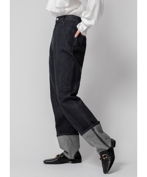 Adoon plain（アドーンプレーン）の「ロールアップデニム（デニムパンツ・レディース・ダークインディゴブルー/ブラック/ホワイト・MEDIUM/LARGE）」の20枚目の写真