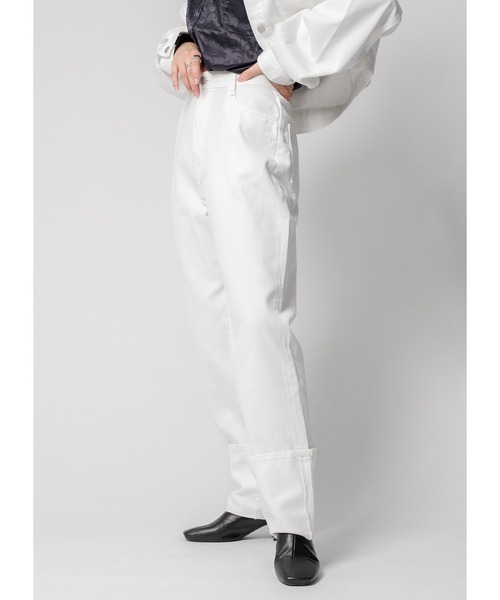 Adoon plain（アドーンプレーン）の「ロールアップデニム（デニムパンツ・レディース・ダークインディゴブルー/ブラック/ホワイト・MEDIUM/LARGE）」の9枚目の写真