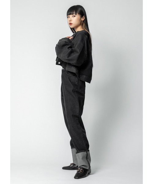 Adoon plain（アドーンプレーン）の「ロールアップデニム（デニムパンツ・レディース・ダークインディゴブルー/ブラック/ホワイト・MEDIUM/LARGE）」の17枚目の写真