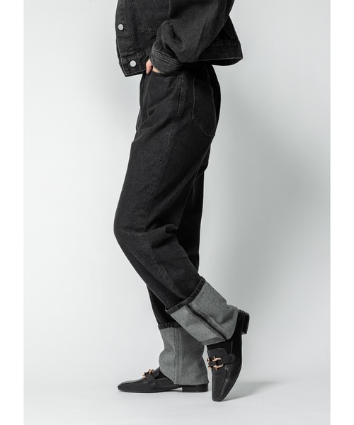 Adoon plain（アドーンプレーン）の「ロールアップデニム（デニムパンツ・レディース・ダークインディゴブルー/ブラック/ホワイト・MEDIUM/LARGE）」の15枚目の写真