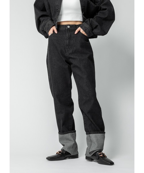 Adoon plain（アドーンプレーン）の「ロールアップデニム（デニムパンツ・レディース・ダークインディゴブルー/ブラック/ホワイト・MEDIUM/LARGE）」の14枚目の写真