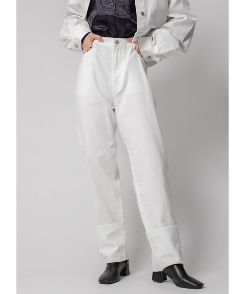 Adoon plain（アドーンプレーン）の「ロールアップデニム（デニムパンツ・レディース・ダークインディゴブルー/ブラック/ホワイト・MEDIUM/LARGE）」の8枚目の写真