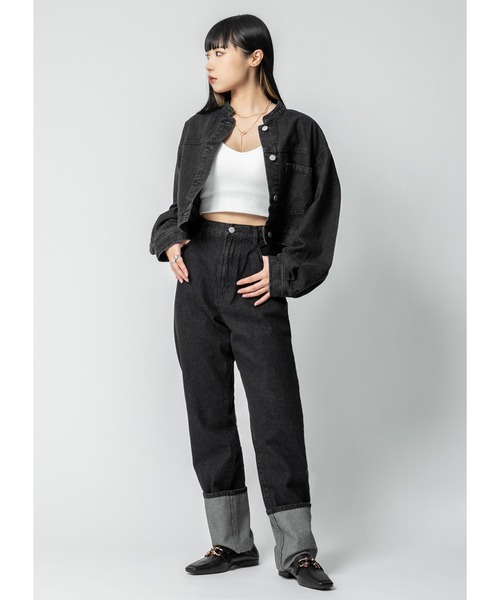 Adoon plain（アドーンプレーン）の「ロールアップデニム（デニムパンツ・レディース・ダークインディゴブルー/ブラック/ホワイト・MEDIUM/LARGE）」の6枚目の写真