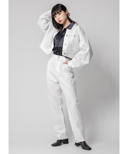 Adoon plain（アドーンプレーン）の「ロールアップデニム（デニムパンツ・レディース・ダークインディゴブルー/ブラック/ホワイト・MEDIUM/LARGE）」の5枚目の写真