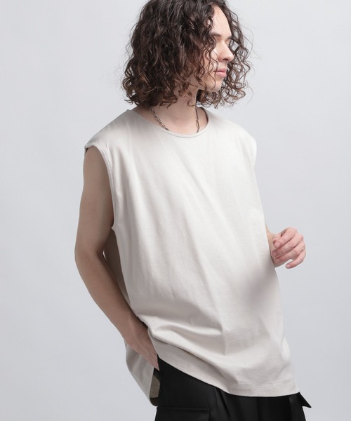 HARE（ハレ）の「ユルノースリーブカット(HARE)（Tシャツ/カットソー・メンズ・ブラック/グレー/ライトブラウン/ブルー/パープル/グレー系その他・FREE）」の3枚目の写真