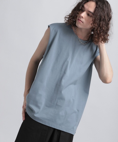 HARE（ハレ）の「ユルノースリーブカット(HARE)（Tシャツ/カットソー・メンズ・ブラック/グレー/ライトブラウン/ブルー/パープル/グレー系その他・FREE）」の6枚目の写真