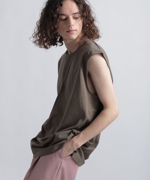 HARE（ハレ）の「ユルノースリーブカット(HARE)（Tシャツ/カットソー・メンズ・ブラック/グレー/ライトブラウン/ブルー/パープル/グレー系その他・FREE）」の14枚目の写真