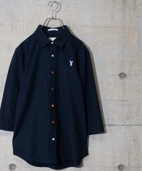 Candy Fantasy(キャンディーファンタジー)の「【a】オックスカラーボタンアニマル刺繍七分袖レギュラーシャツ(シャツ/ブラウス・メンズ・ホワイト/サックスブルー/イエロー/マルチ/ネイビー/ライトグリーン・MEDIUM/LARGE/X-LARGE)」の4枚目の写真