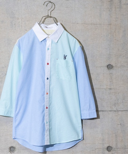 Candy Fantasy(キャンディーファンタジー)の「【a】オックスカラーボタンアニマル刺繍七分袖レギュラーシャツ(シャツ/ブラウス・メンズ・ホワイト/サックスブルー/イエロー/マルチ/ネイビー/ライトグリーン・MEDIUM/LARGE/X-LARGE)」の6枚目の写真