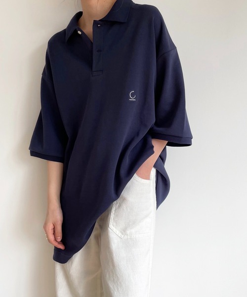 CANAL JEAN（キャナルジーン）の「choice_cnl(チョイス) 刺繍オーバーサイズポロシャツ（ポロシャツ・レディース・ネイビー/アイボリー・38）」の8枚目の写真