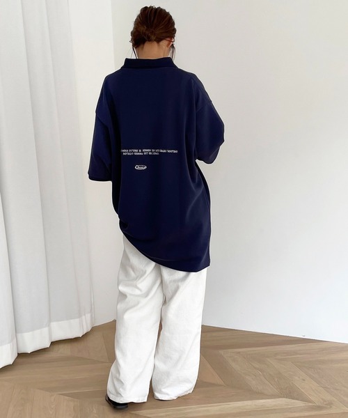 CANAL JEAN（キャナルジーン）の「choice_cnl(チョイス) 刺繍オーバーサイズポロシャツ（ポロシャツ・レディース・ネイビー/アイボリー・38）」の7枚目の写真