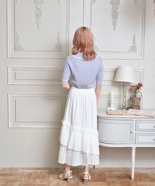 ems excite(エムズエキサイト)の「レースティアードスカート(スカート・レディース・ブルー/アイボリー/オフホワイト・FREE)」の7枚目の写真