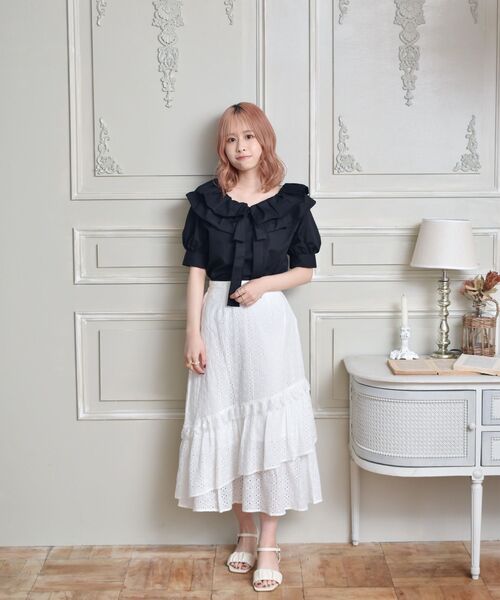 ems excite(エムズエキサイト)の「レースティアードスカート(スカート・レディース・ブルー/アイボリー/オフホワイト・FREE)」の8枚目の写真