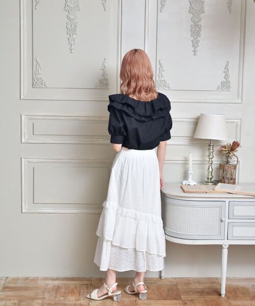 ems excite(エムズエキサイト)の「レースティアードスカート(スカート・レディース・ブルー/アイボリー/オフホワイト・FREE)」の11枚目の写真