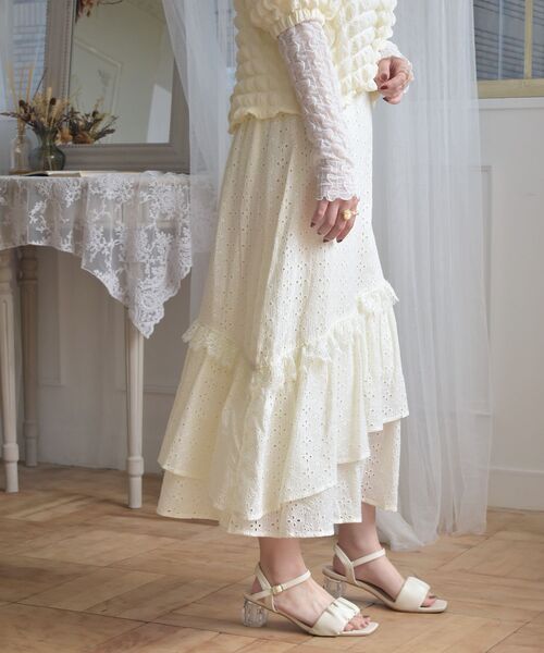 ems excite(エムズエキサイト)の「レースティアードスカート(スカート・レディース・ブルー/アイボリー/オフホワイト・FREE)」の19枚目の写真