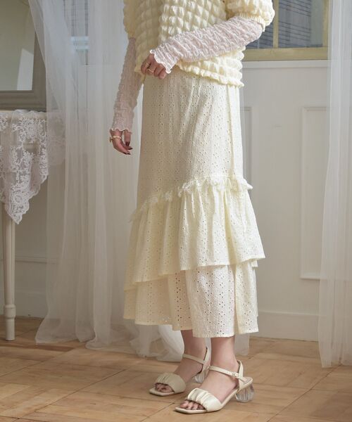 ems excite(エムズエキサイト)の「レースティアードスカート(スカート・レディース・ブルー/アイボリー/オフホワイト・FREE)」の20枚目の写真