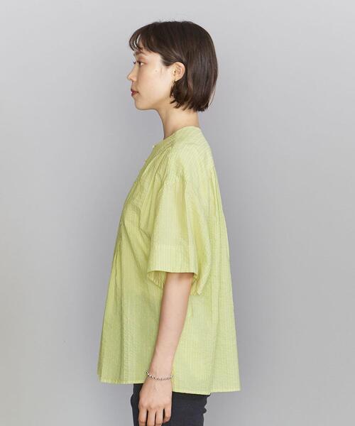 BEAUTY&YOUTH UNITED ARROWS(ビューティーアンドユースユナイテッドアローズ)の「コットンサッカー フロントボタン 5分袖 ブラウス -ウォッシャブル-(シャツ/ブラウス・レディース・ブラック/ホワイト/ライム・FREE)」の5枚目の写真