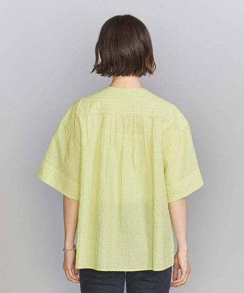 BEAUTY&YOUTH UNITED ARROWS(ビューティーアンドユースユナイテッドアローズ)の「コットンサッカー フロントボタン 5分袖 ブラウス -ウォッシャブル-(シャツ/ブラウス・レディース・ブラック/ホワイト/ライム・FREE)」の6枚目の写真