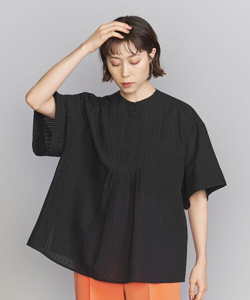 BEAUTY&YOUTH UNITED ARROWS(ビューティーアンドユースユナイテッドアローズ)の「コットンサッカー フロントボタン 5分袖 ブラウス -ウォッシャブル-(シャツ/ブラウス・レディース・ブラック/ホワイト/ライム・FREE)」の19枚目の写真