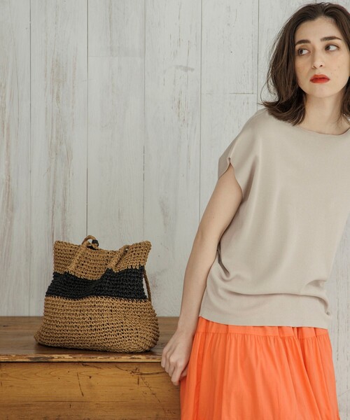 OPAQUE.CLIP(オペークドットクリップ)の「◆雑材ペーパーかぎ編みトートバッグ(トートバッグ・レディース・ベージュ/グレー/ブラック系1/ベージュ系1・00)」の5枚目の写真